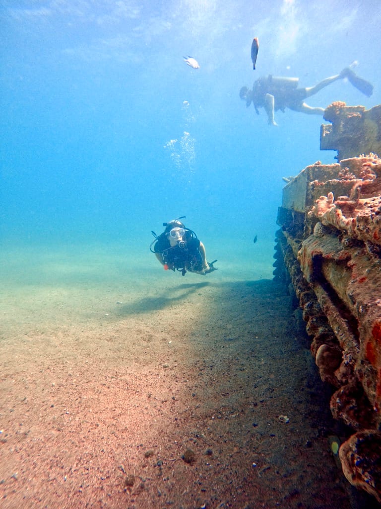 Diving with a tank on the dive with Aqaba Leaders dive center