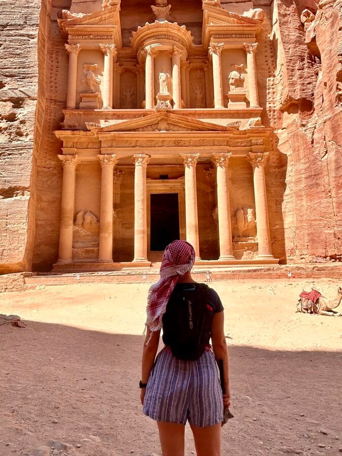 Famous view of the Treasury in Petra, Jordan
