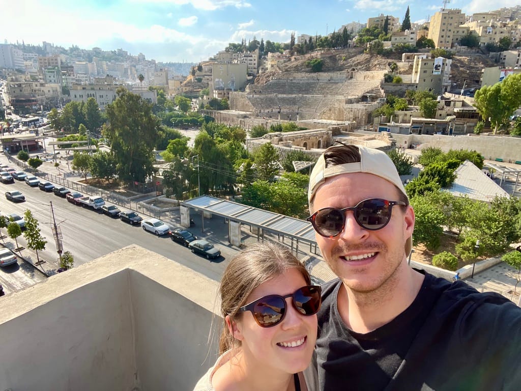 The view from our first hotel on our Jordan itinerary: the roman theather in Amman
