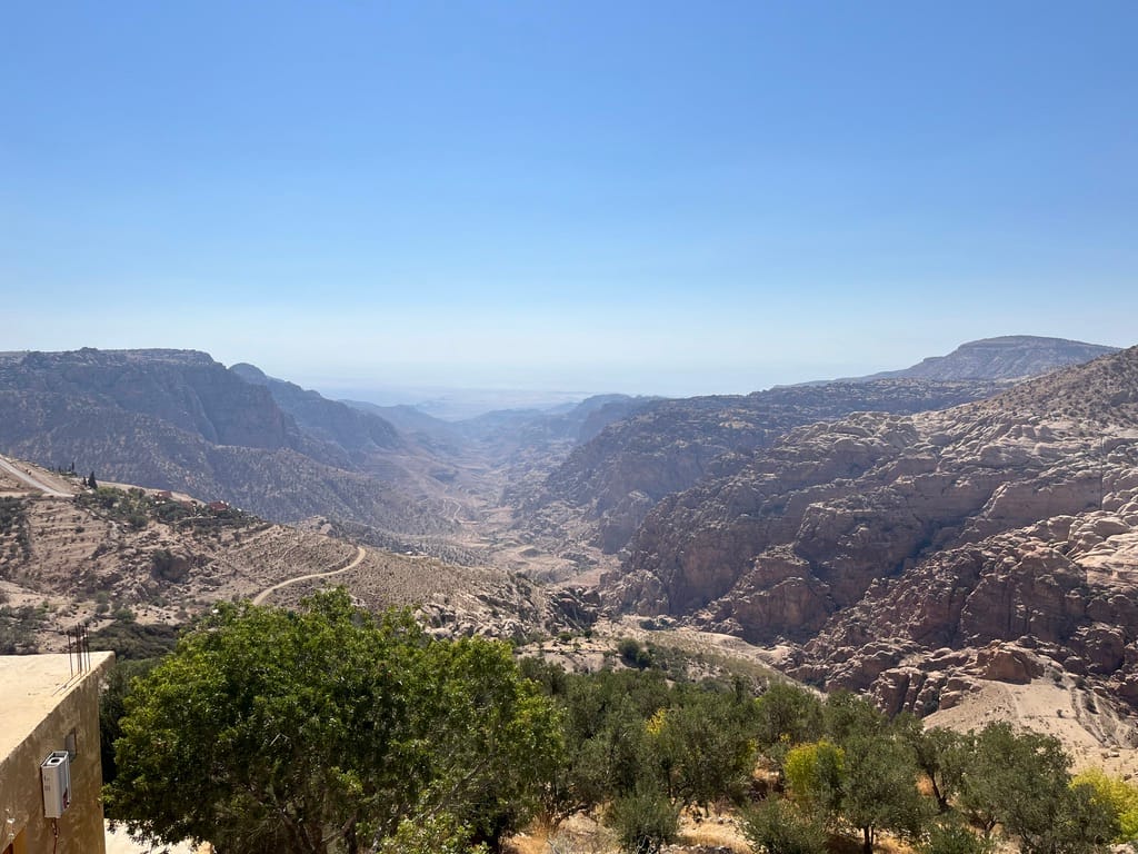View of the canyon from our room in Wild Dana Eco Lodge