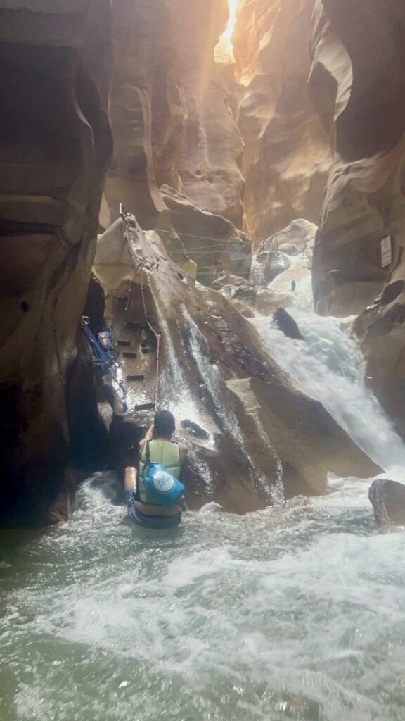 One of the obstacles in the Wadi Mujib Siq Trail