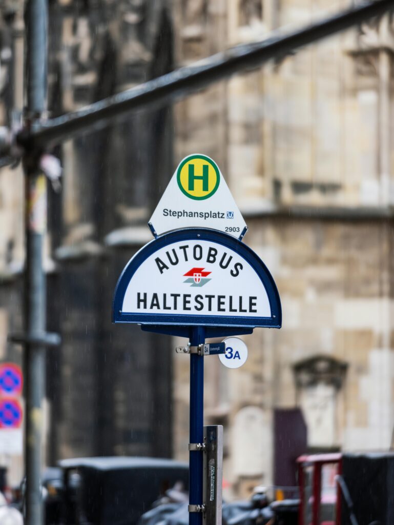 One of the many bus stops of the Vienna public transport system.